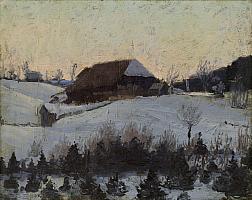 Dischler Alter Vogtshof Abend im Schwarzwald 28 x 35